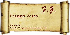 Frigyes Zolna névjegykártya
